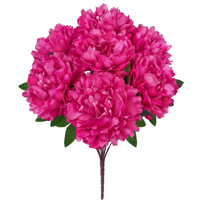 Artificial Hybrid Peony Flower Stem Bush Bouquet, Magenta