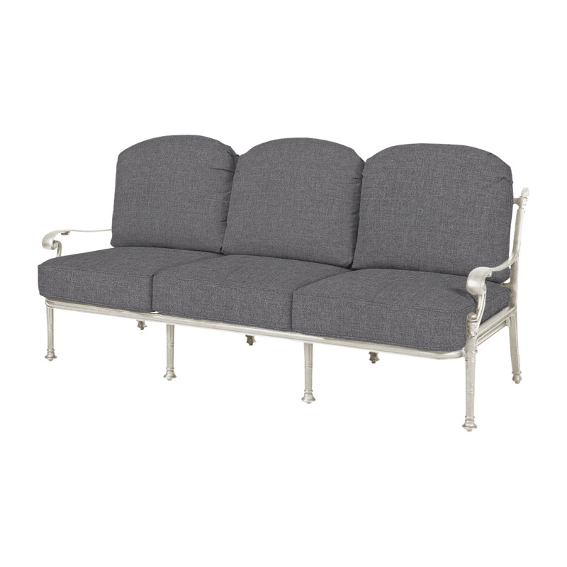 Florence Outdoor Patio Sofa with Sunbrella Cushions, Desert Bronze, Cast Slate Sunbrella® Plainweave
