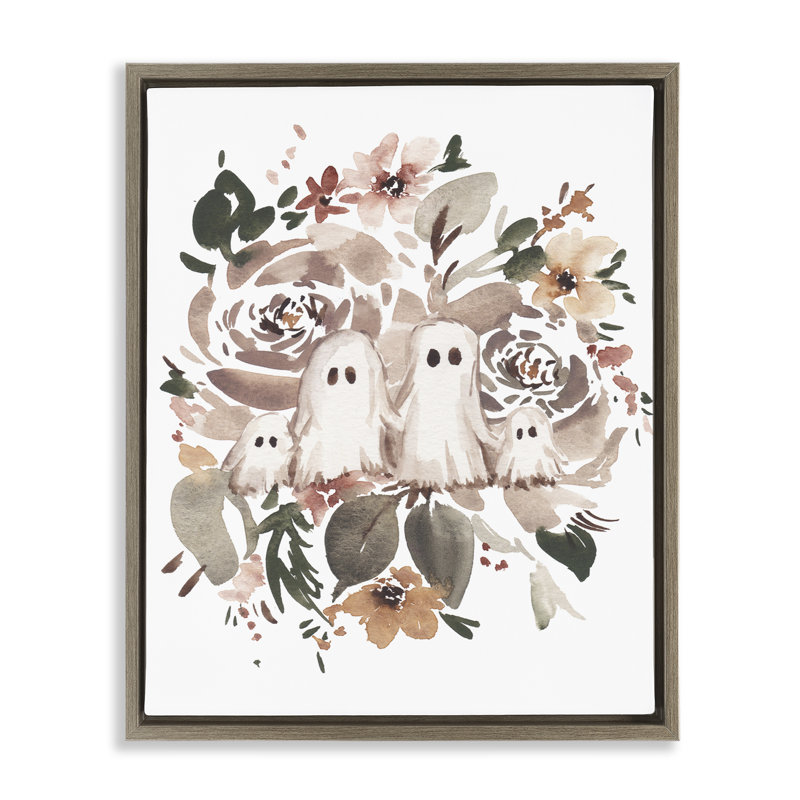  "Petits fantômes avec botaniques", art mural sur toile flottante par Amanda Cook, H 21 po x l 17 po