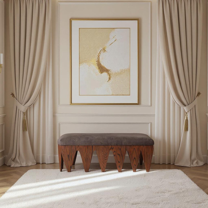 Banc en tissu Altair, Velours noyer / Finition noyer