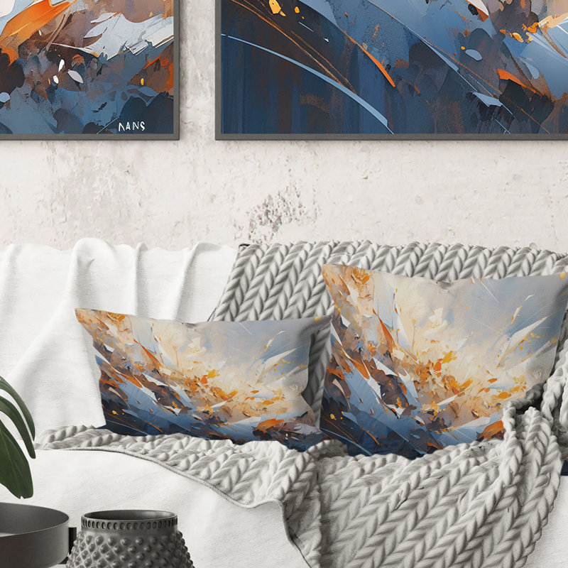 Coussin décoratif à rayures symétriques orange et gris II