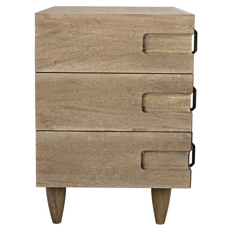 David Solid Wood End Table, Washed Walnut