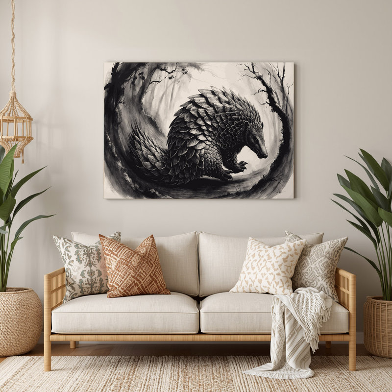 Faune, art mural gris pangolin, H 11 po x l 14 po