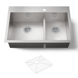 Vault 33" L x 22" W Drop-In Kitchen Sink with 3 Faucet Holes