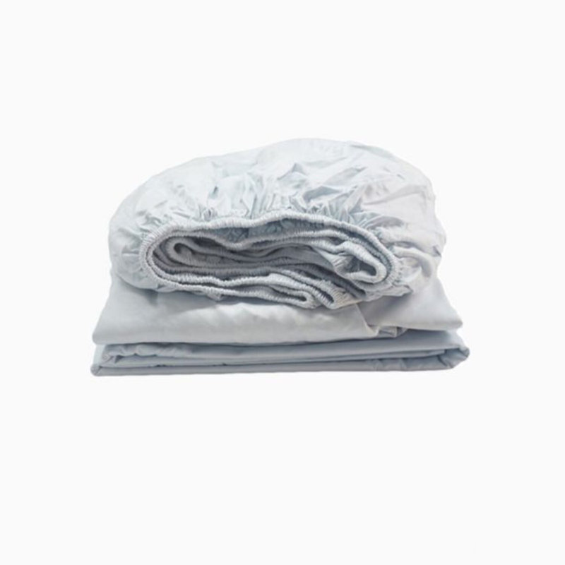 400TC Sateen Solid Cotton Fitted Sheet Fits Upto 10" Deep Pocket, Twin Extra Long Fitted Sheet, Light Blue