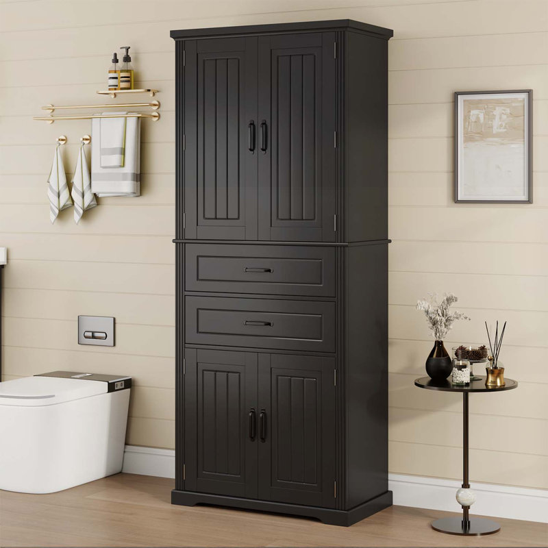 Versatile Storage Cabinet with Adjustable Shelves and Drawers,Ideal for Organized Living in Multiple Rooms, Black
