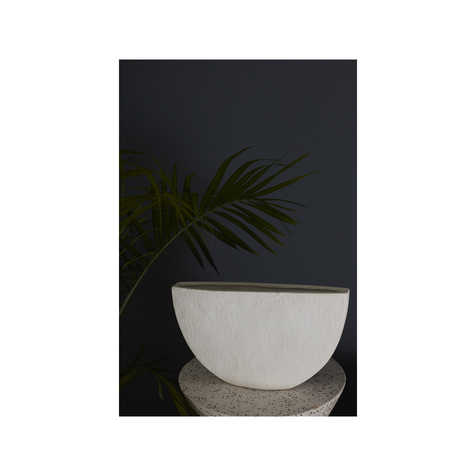 Handmade Ceramic Pot Planter, White, 7.75" H x 13.5" W x 3.5" D