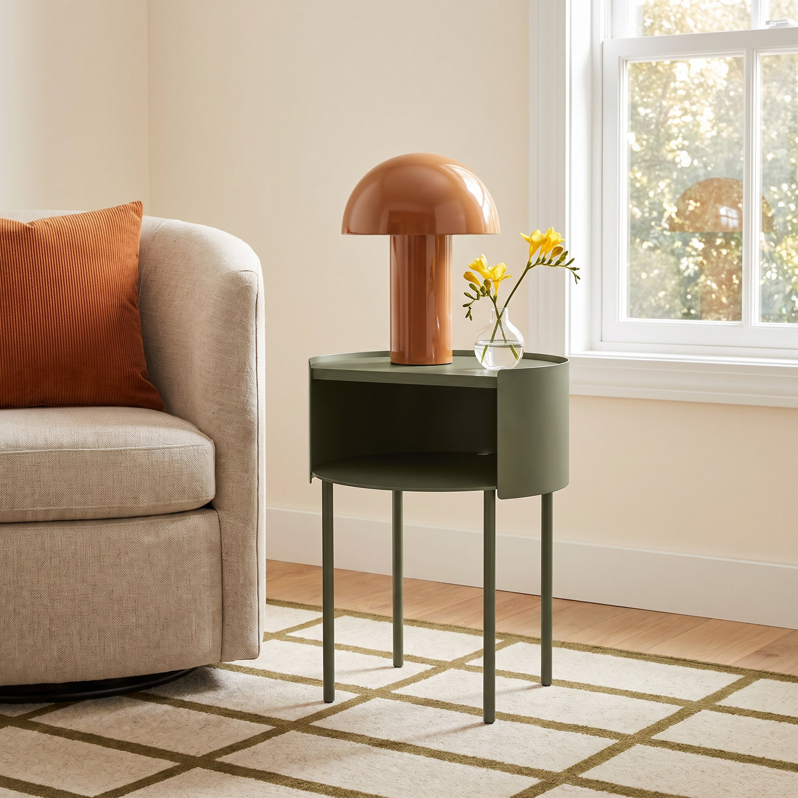 Li'l Something Solid Wood Single End Table, Dark Olive