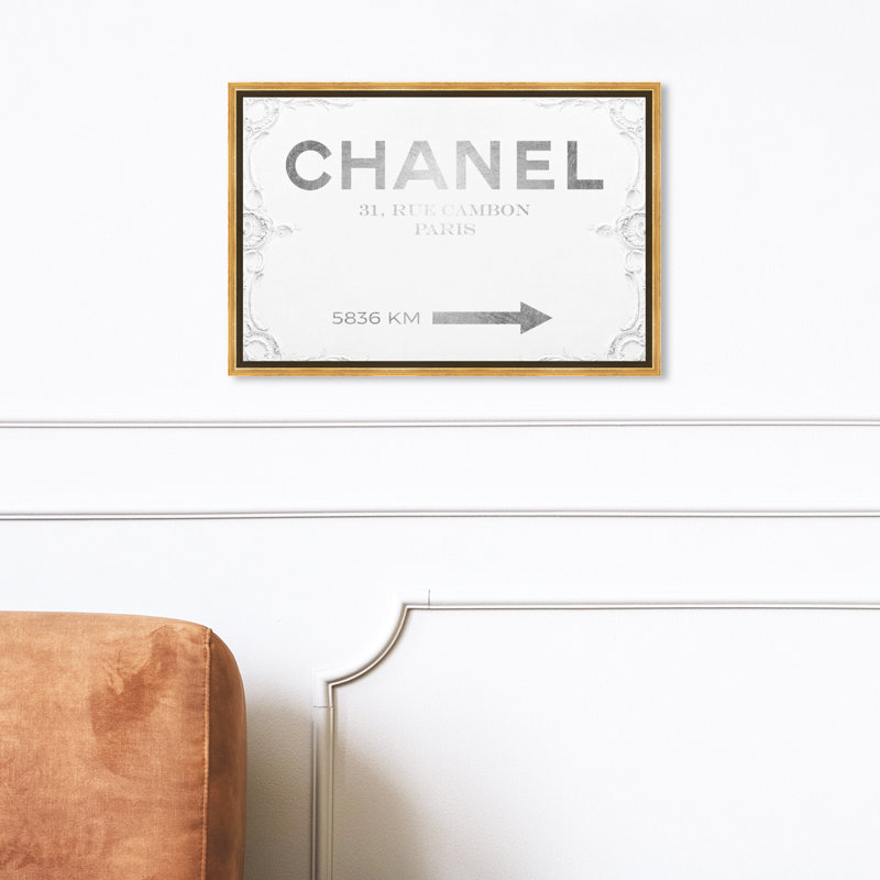 " Couture Road Sign Rococo ", Gold Framed, 20" H x 30" W