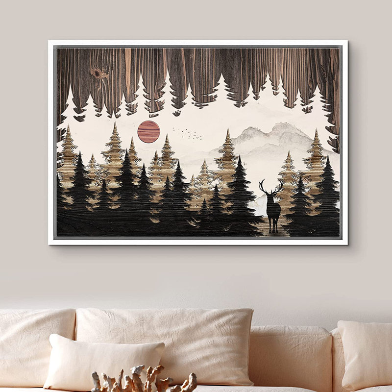 Western Wood Effect Landscape, H 16 po x l 24 po x P 1,5 po, Blanc