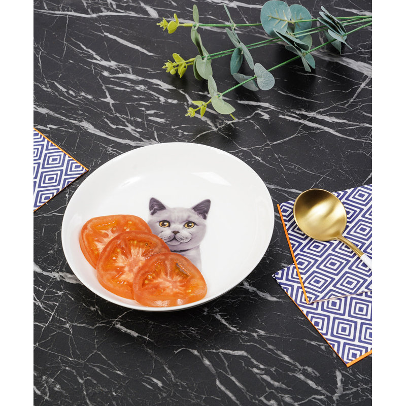 Ensemble de 8 assiettes en porcelaine à motif moyen - Chartreux