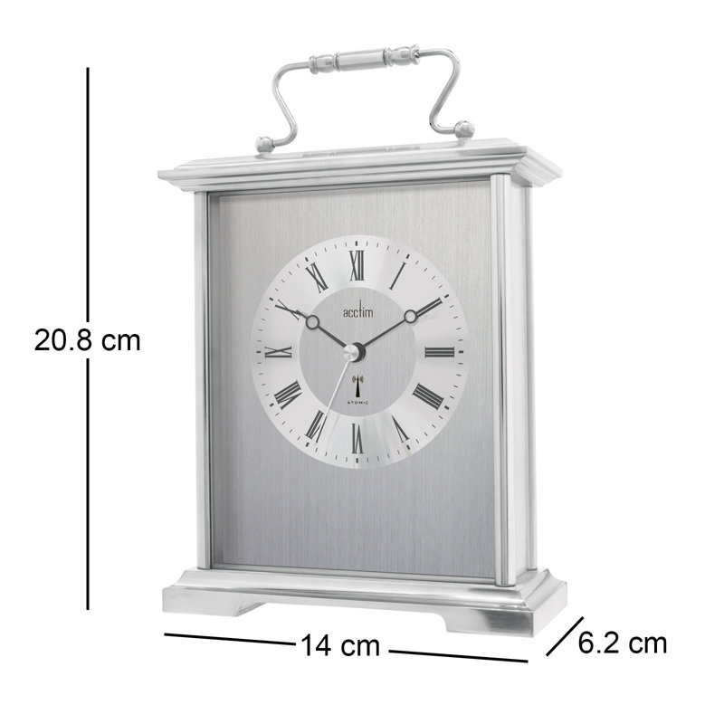 Acctim Althorp Mantel Clock Radio Controlled Quartz Polished Metal Carriage Clock Silver