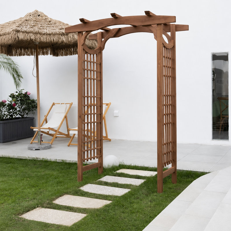 149.9cm W x 75.6cm D Solid Wood Arbour in Brown