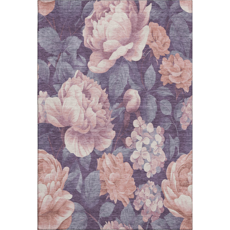 Premium Machine Washable Floyd AMF1561 Floral Rug, Rectangle 10' x 14'