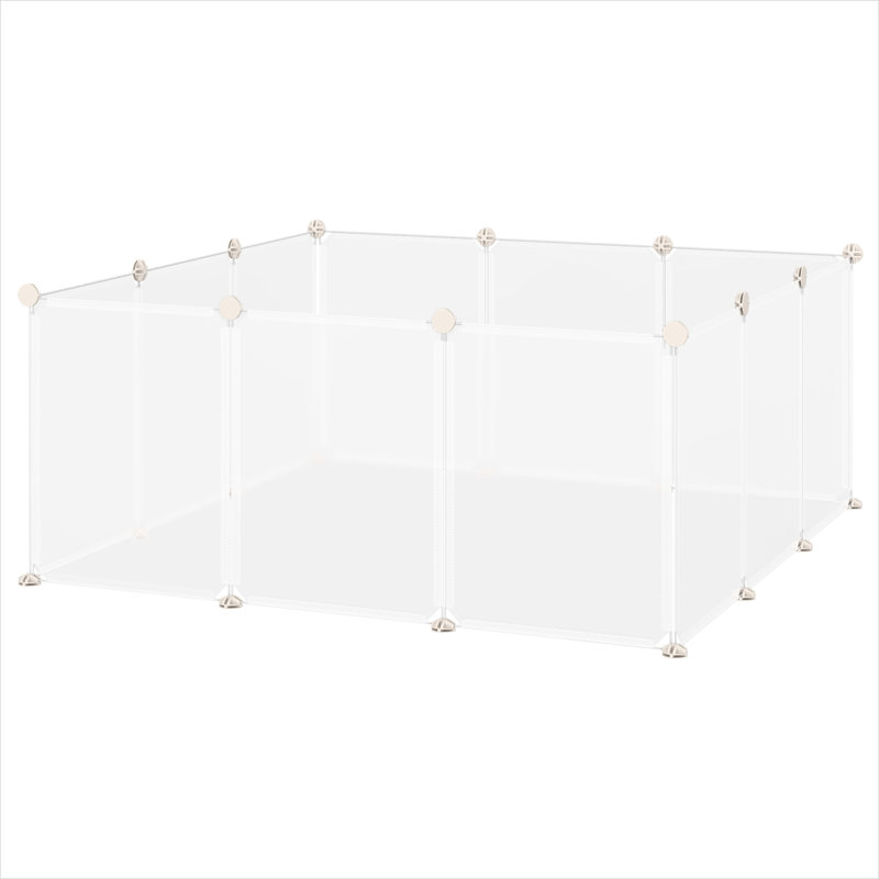 Parc à enclos ouvert blanc doux pour les petits animaux de compagnie, 12 panneaux en métal et en résine PP, forme personnalisable