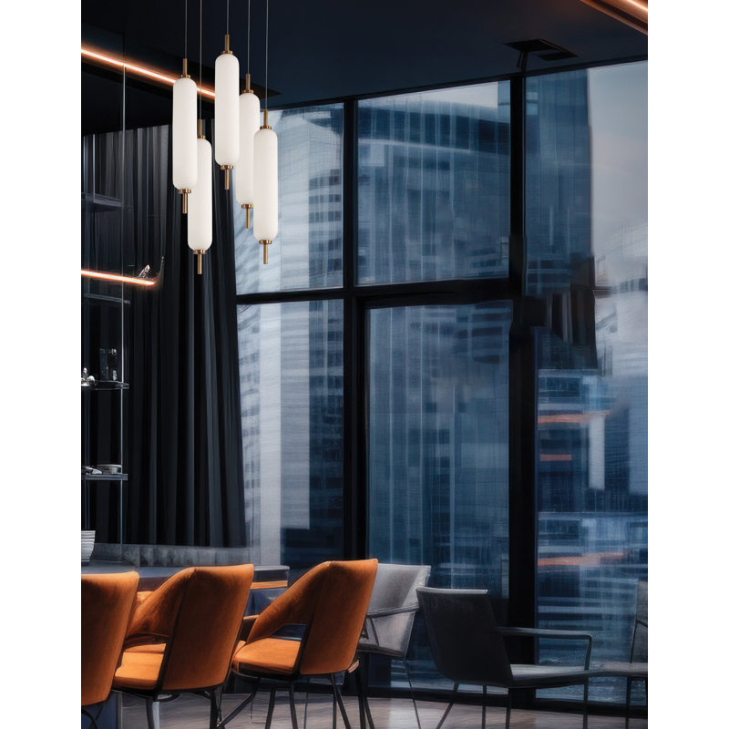 Typha LED Multi Pendant - 5 Light, Aged Brass