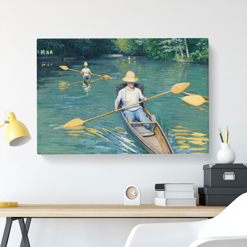 Skiffs On The Yerres by Gustave Caillebotte - Wrapped Canvas Painting, 35cm H x 50cm W x 3cm D