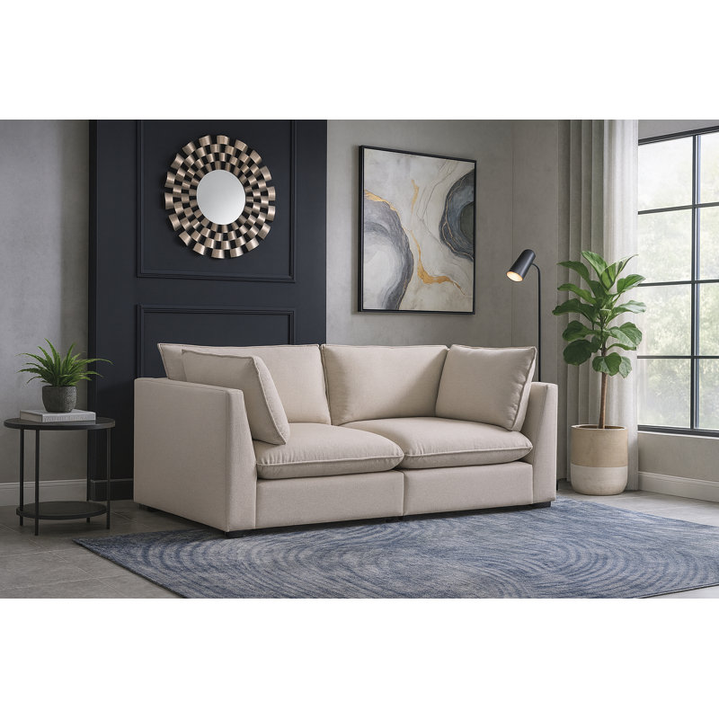 Canapé modulaire Tupman, Tissu beige texturé en lin