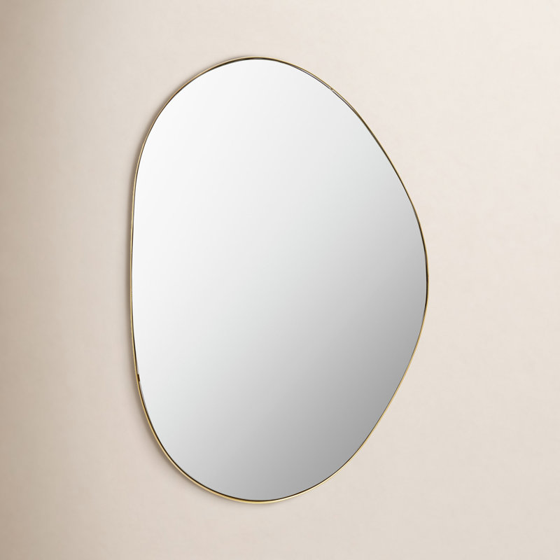 Kest Metal Asymmetrical Wall Mirror, 36" x 24", Gold