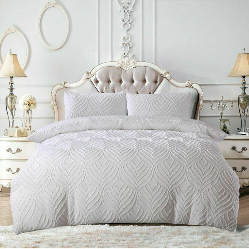 Garnes Polyester Damask Duvet Cover Set with Pillowcases, Blush Pink, Double Duvet Cover + 2 Pillowcases (50 x 70)