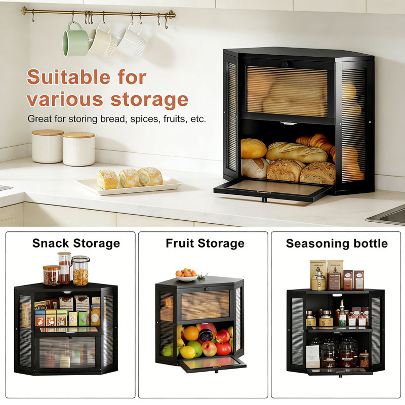Wood Food Storage Container, Black