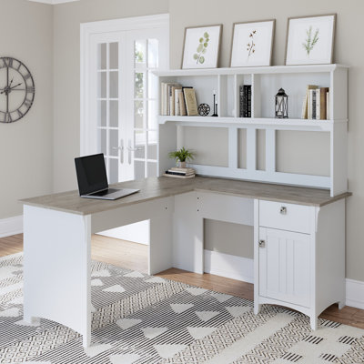 Paelynn L Shaped Credenza Desk with Hutch