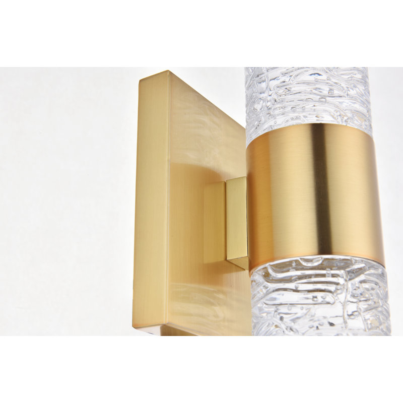 Applique murale de salle de bain 1 lumière DEL à intensité variable Bindschatel, Doré, H 8,66 po x l 4,53 po x P 4,53 po