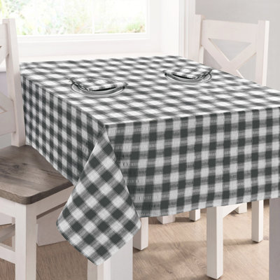 Delphi Printed Gingham Check Seersucker Table Cloth Range