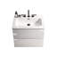 Lavabo moderne blanc brillant pour la salle de bain - 3 trous de robinet pré-percés, ajoutant élégance et fonctionnalité à la finition en céramique, durable