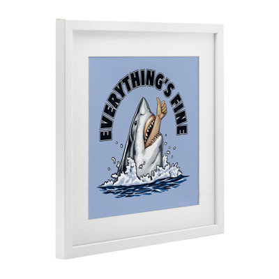 Everything's Fine Shark Bite Framed Print Under Glass, design by Jedco Brands Inc.
