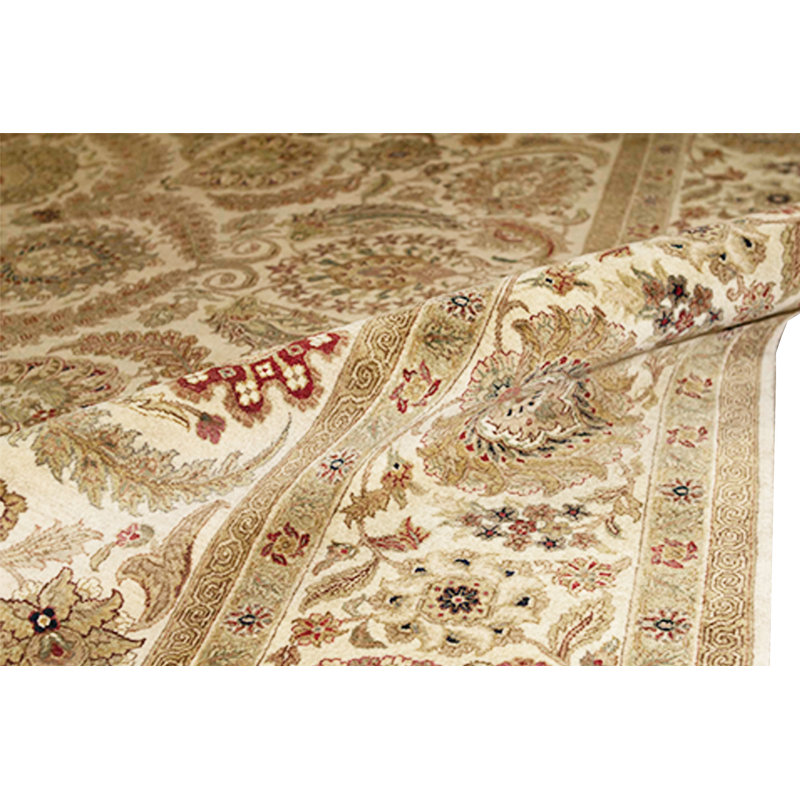 Tapis ivoire et doré de haute qualité noué à la main