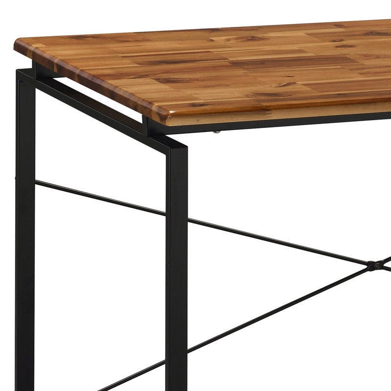 Bureau fonctionnel: plateforme rectangulaire en bois et bureau de style traîneau robuste en métal de style industriel avec surface en bois