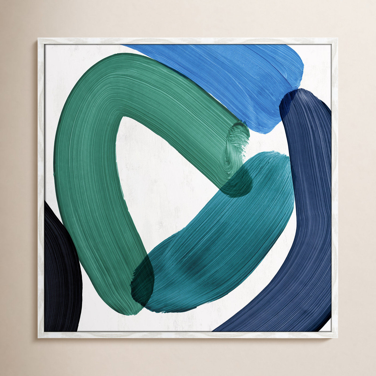 Smooth Bend I Painting, 32" H x 32" W x 0.75" D, White Framed
