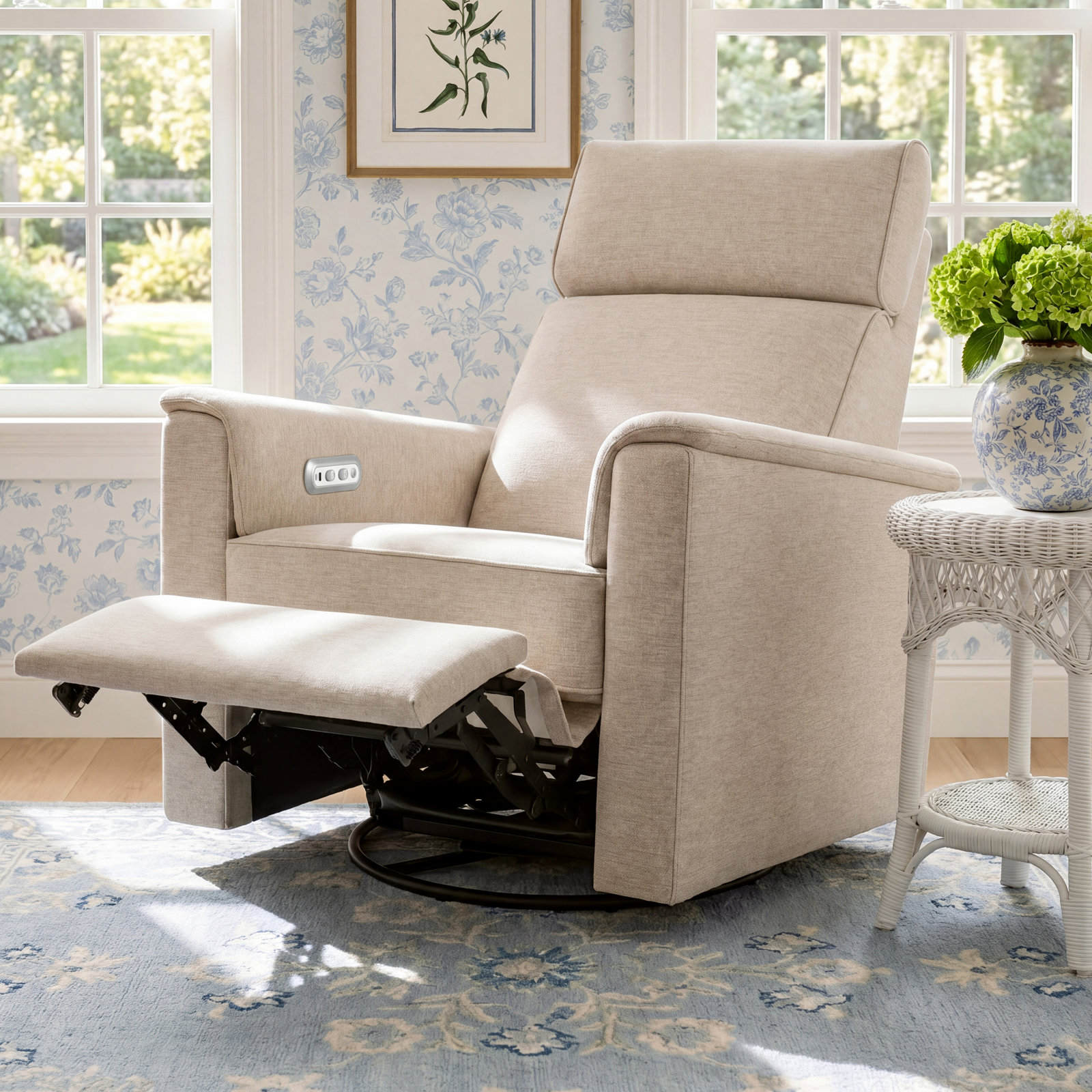 Willa Plus Swivel Glider, Sand Livesmart® Basketweave