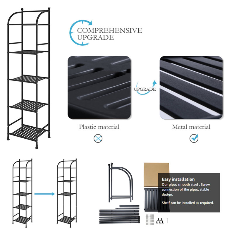 Aviahna Metal Bathroom Shelves, Black