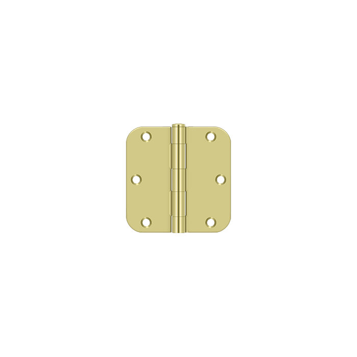 Charnière à rayon 3 1/2 po x 3 1/2 po x 5/8 po Deltana S35R53, épaisseur résidentielle, paire de laiton poli, Laiton poli