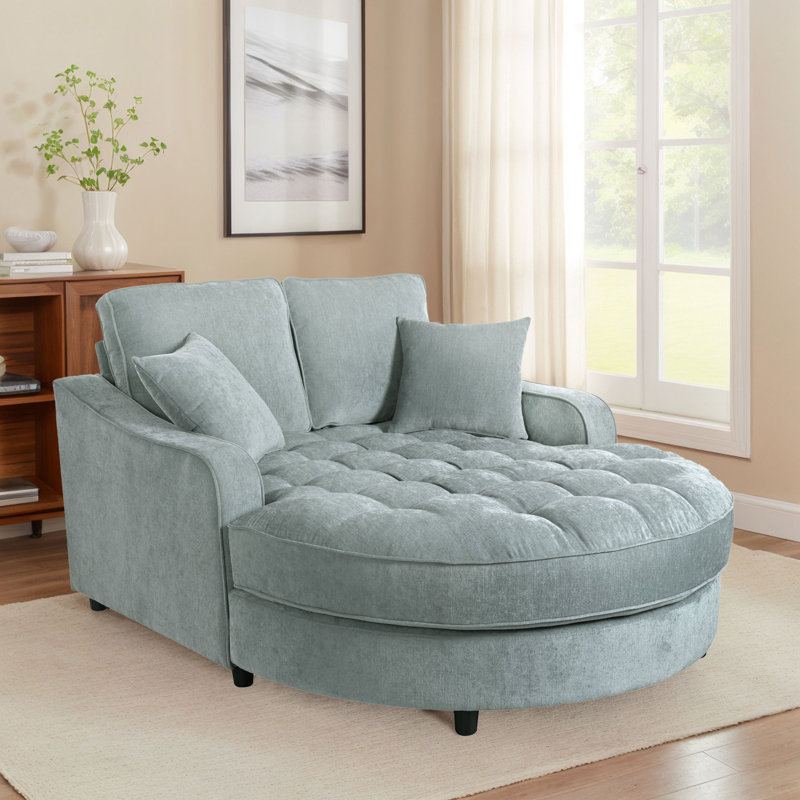 Canapé-lit de 55 po avec méridienne moderne, Chenille verte