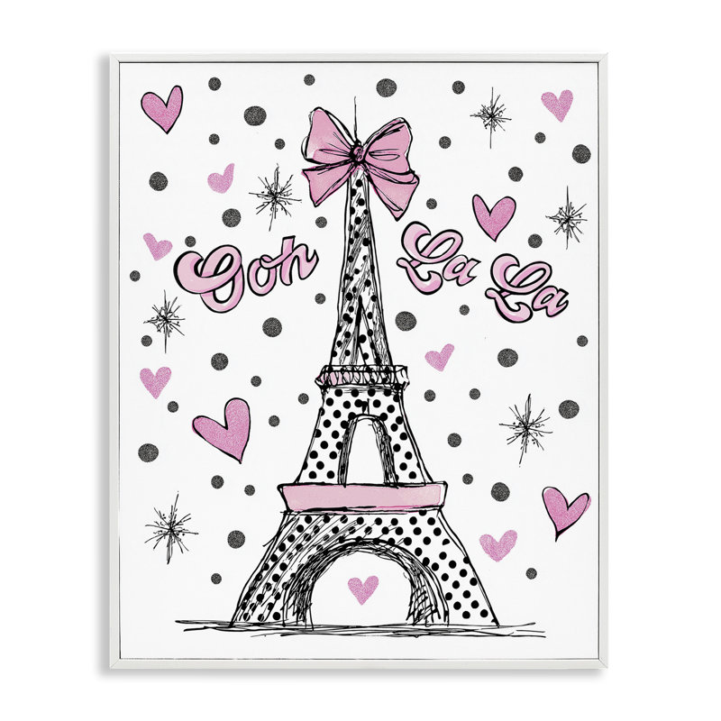 «Ooh La La Polka Dots Eiffel», estampe numérique par Jess Stempel, Encadrement giclée blanc côtier, H 14 po x l 11 po