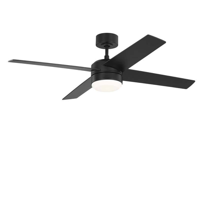 Ventilateur de plafond à DEL Loni 52, Nuit noire, Commande murale, Noyer américain / noir minuit