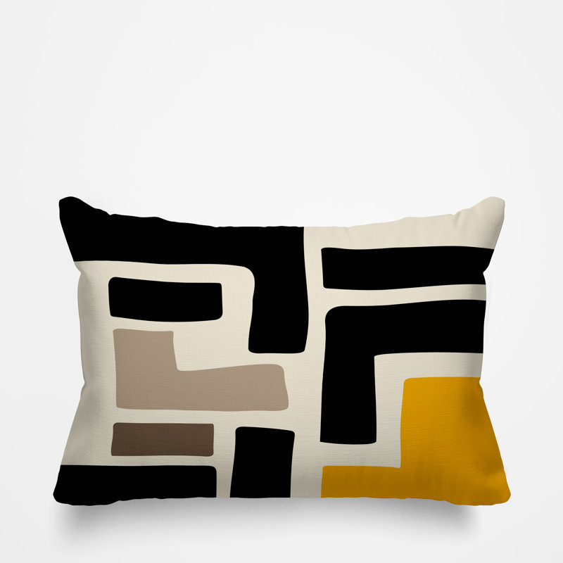 Coussin décoratif intérieur / extérieur en polyester filé Briddie, Jaune, H 18 po x l 25 po