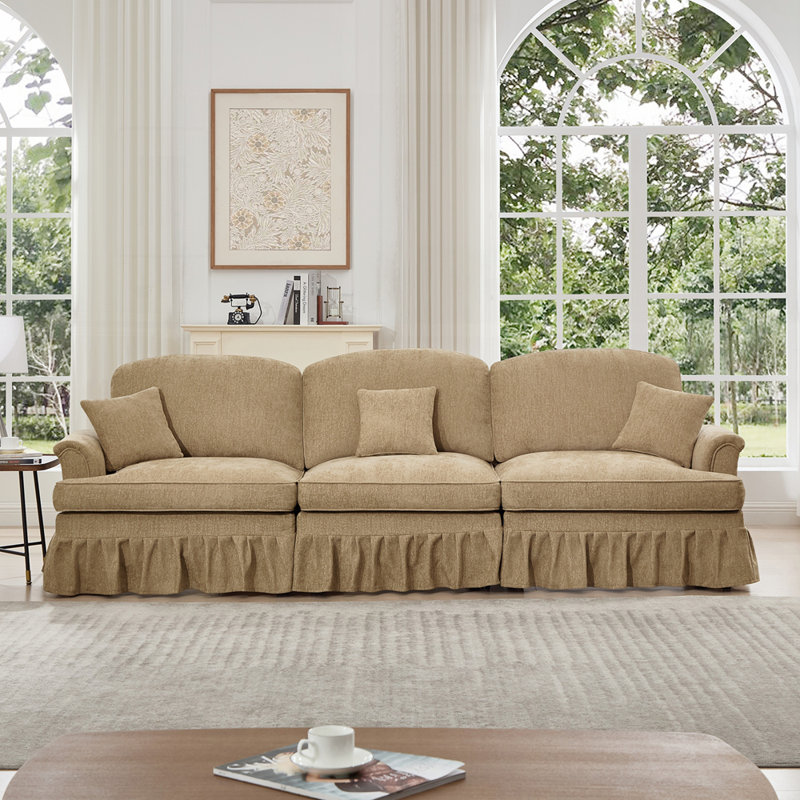 Canapé polyvalent en chenille avec volants détachables et configurations multiples pour les espaces de vie modernes