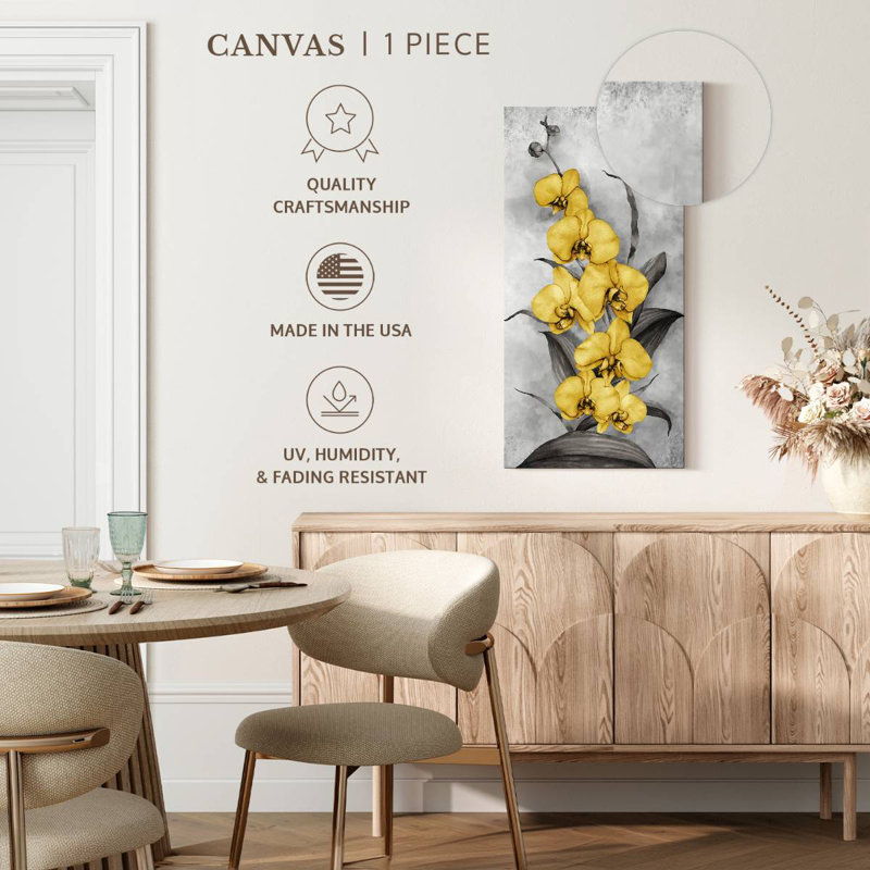 Orchidées jaunes sauvages, H 24 po x l 12 po