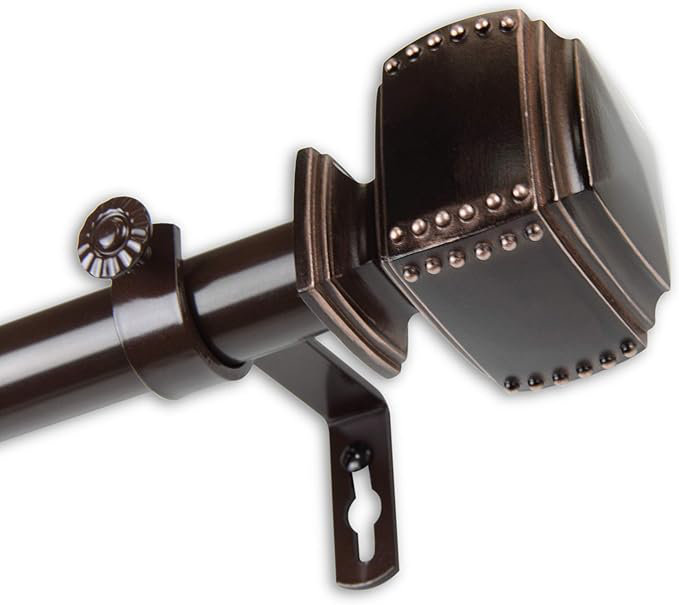 Brock 1" Curtain Rod, Bronze, 66" - 120"