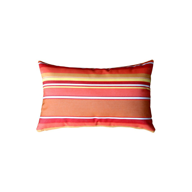 Sunbrella Fabric Dolce Mango Striped Outdoor Patio Garden Polyester Filled Lumbar Throw Pillow