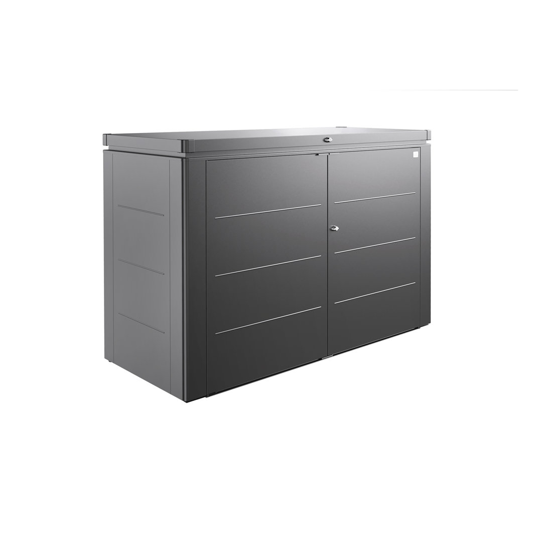 Biohort Highboard 200 7' L x 3' D x 4' H Water Resistant Galvanized Steel Garbage Can Storage Shed Dark Gray Biohort