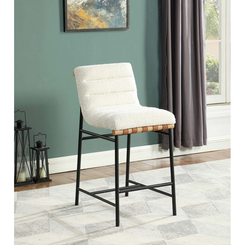 Liana 17.75"W Boucle Fabric Counter Height Chair, White