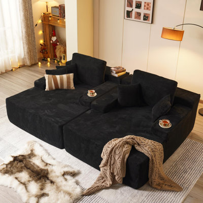 2 - Piece Upholstered Boneless Sectional with Pillows, Compression Packed, No Assembly Required Sleeper Sofa, Free Combination Sofa Bed for Living Room