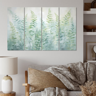 Ensemble de décorations murales en métal vert et blanc Serene Ferns I - Abstract Botanicals