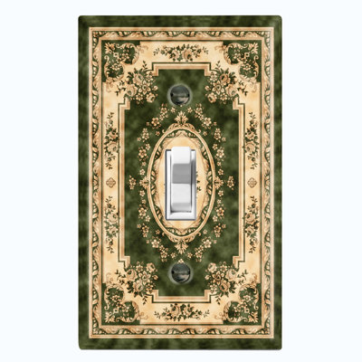 Elegant Beige Green Carpet Rug Print 1 - Gang Toggle Light Switch Standard Wall Plate
