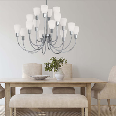 Concord 16-Light Indoor Polished Nickel Classic/Traditional Chandelier with Frosted Glass Bell Shades